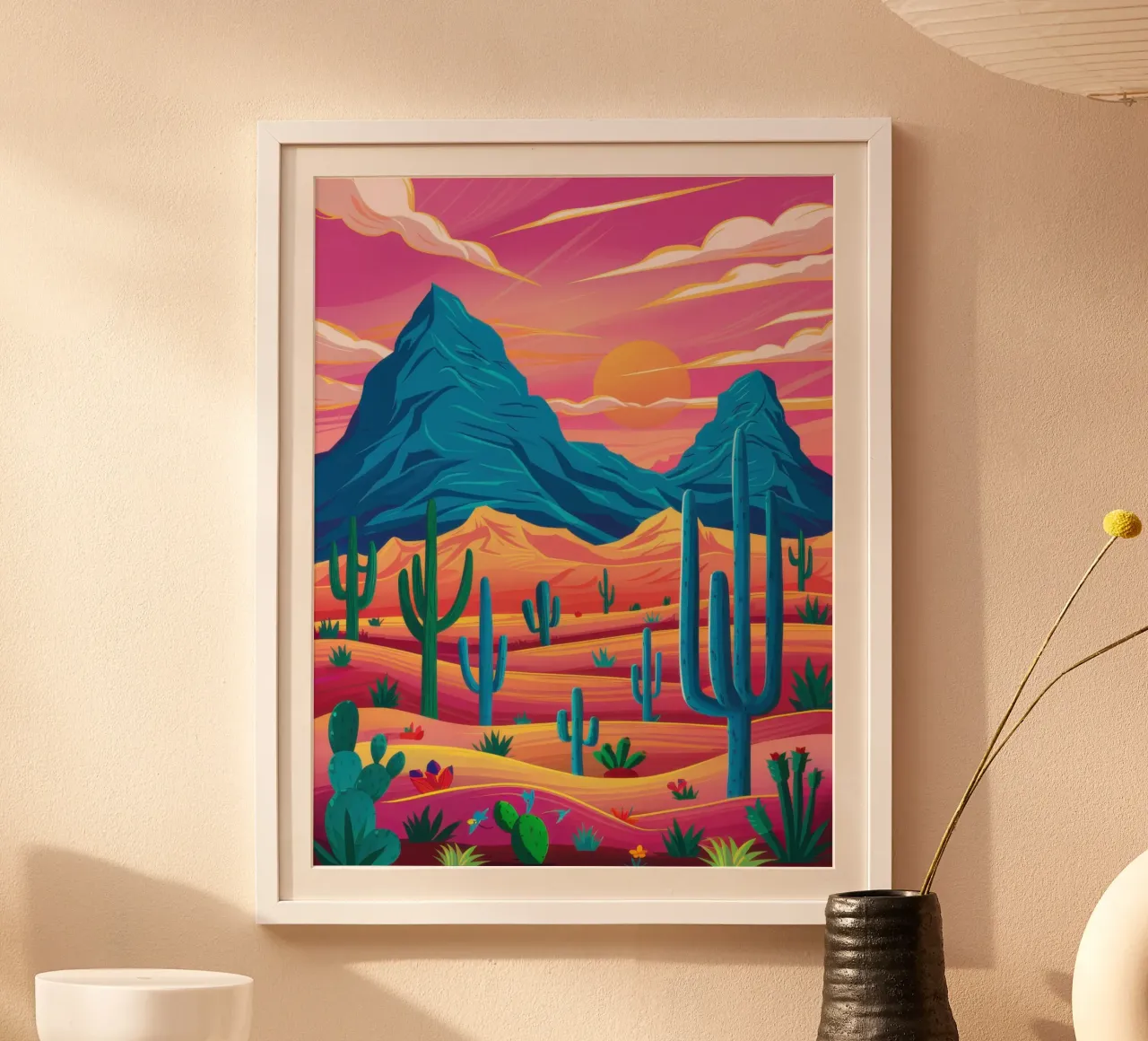 Paesaggio onirico del deserto cremisi poster da Sure Paint