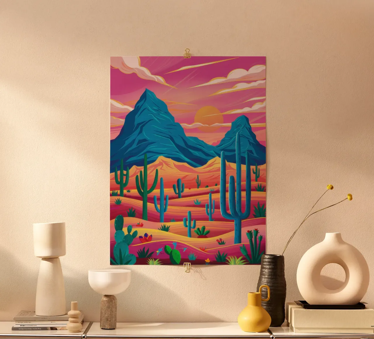 Paesaggio onirico del deserto cremisi poster da Sure Paint