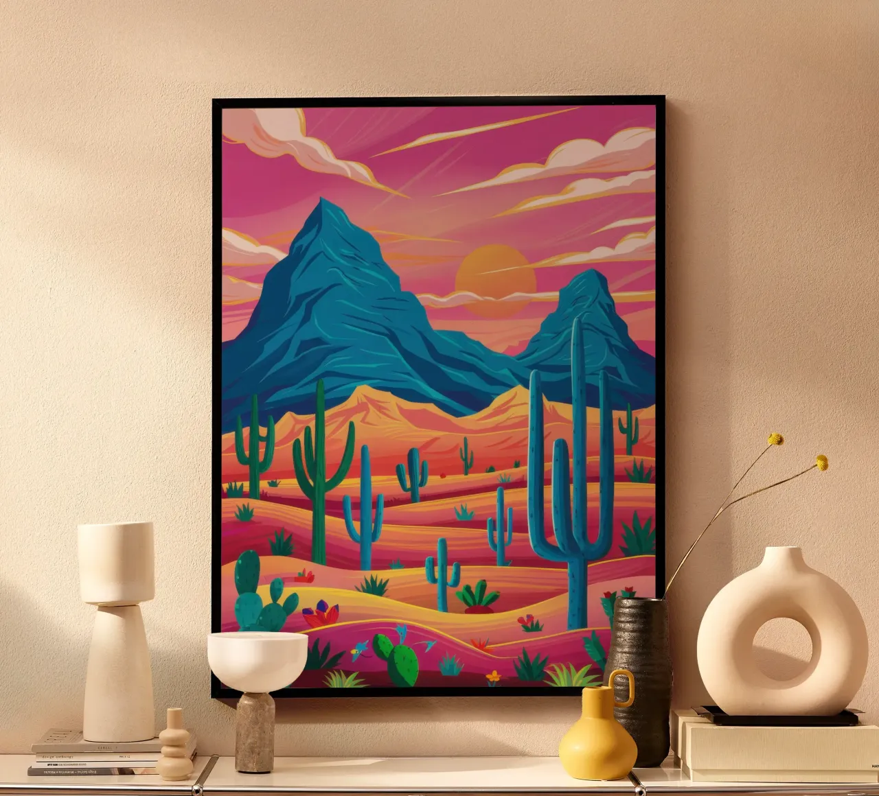Paesaggio onirico del deserto cremisi poster da Sure Paint