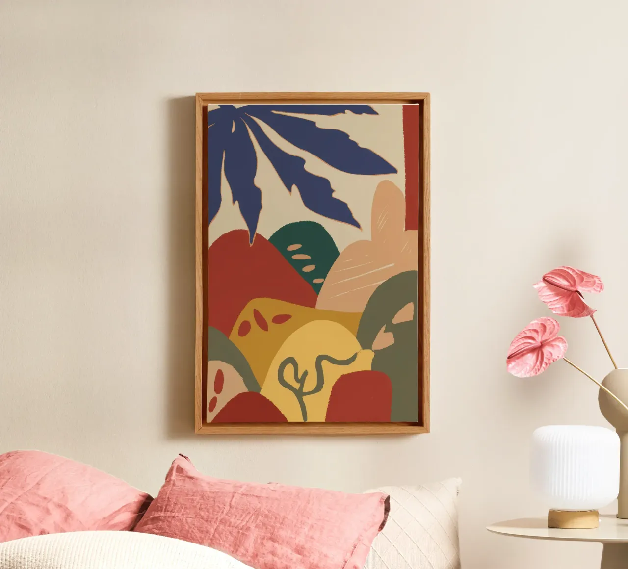 Irdene abstrakte Formen Leinwand mit Schattenfugenrahmen von Sure Paint