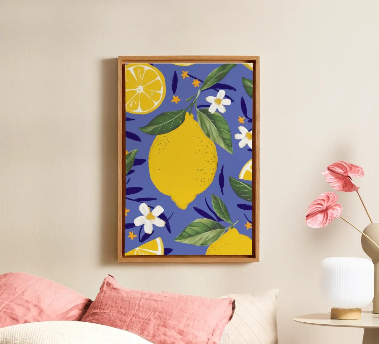 Vibrant Lemon Zest canvas with Floater frame by Sure Paint