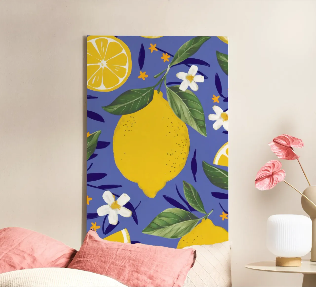 Vibrant Lemon Zest canvas with Floater frame by Sure Paint
