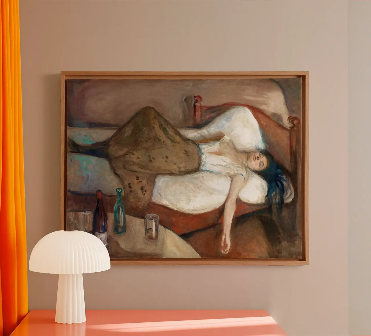 The day after by Edvard Munch canvas with Floater frame by Slowlylow