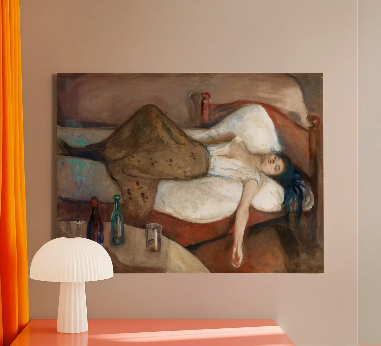 The day after by Edvard Munch canvas with Floater frame by Slowlylow