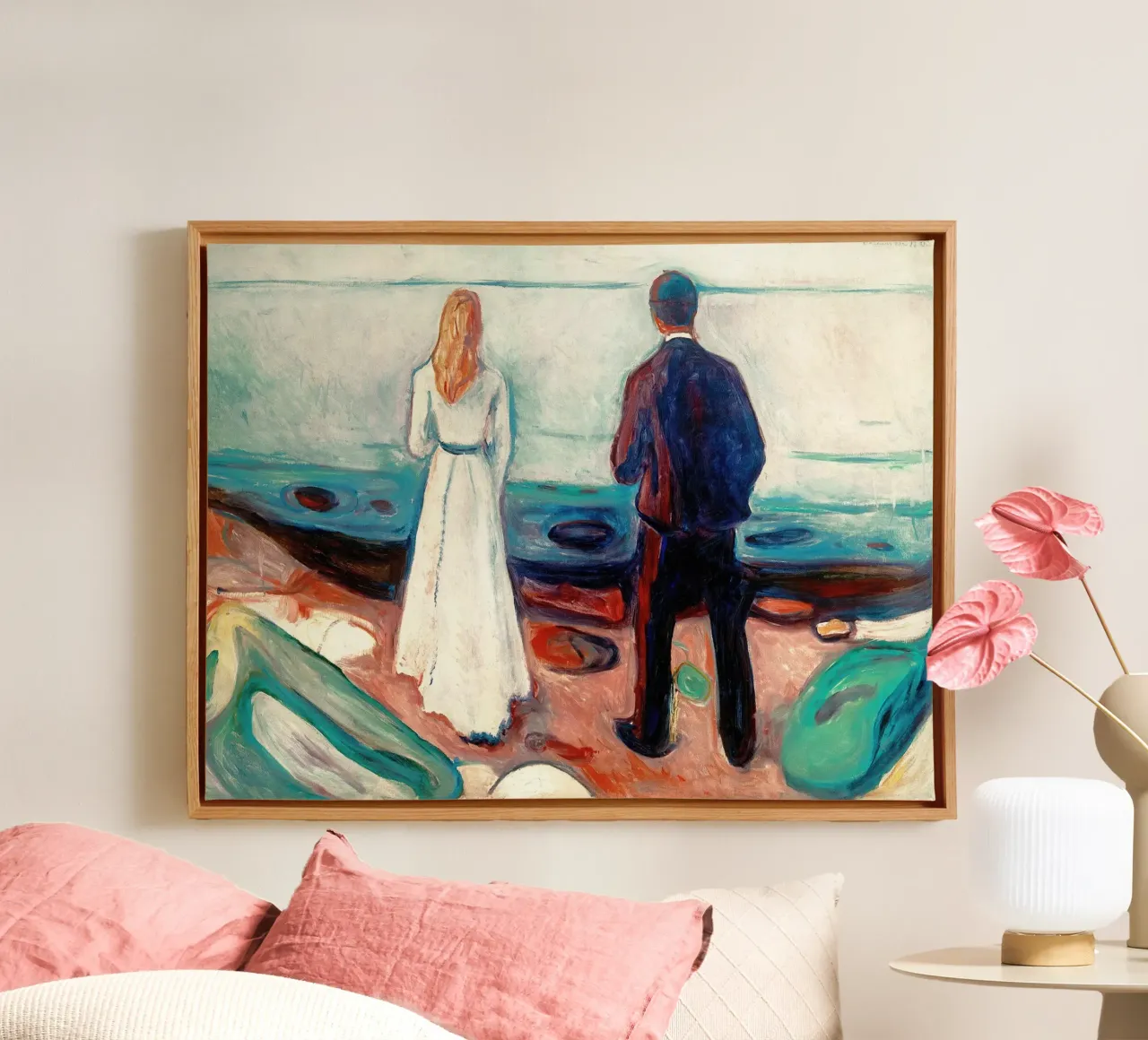 Due esseri umani. I solitari di Edvard Munch tela con Cornice a cassetta da Slowlylow