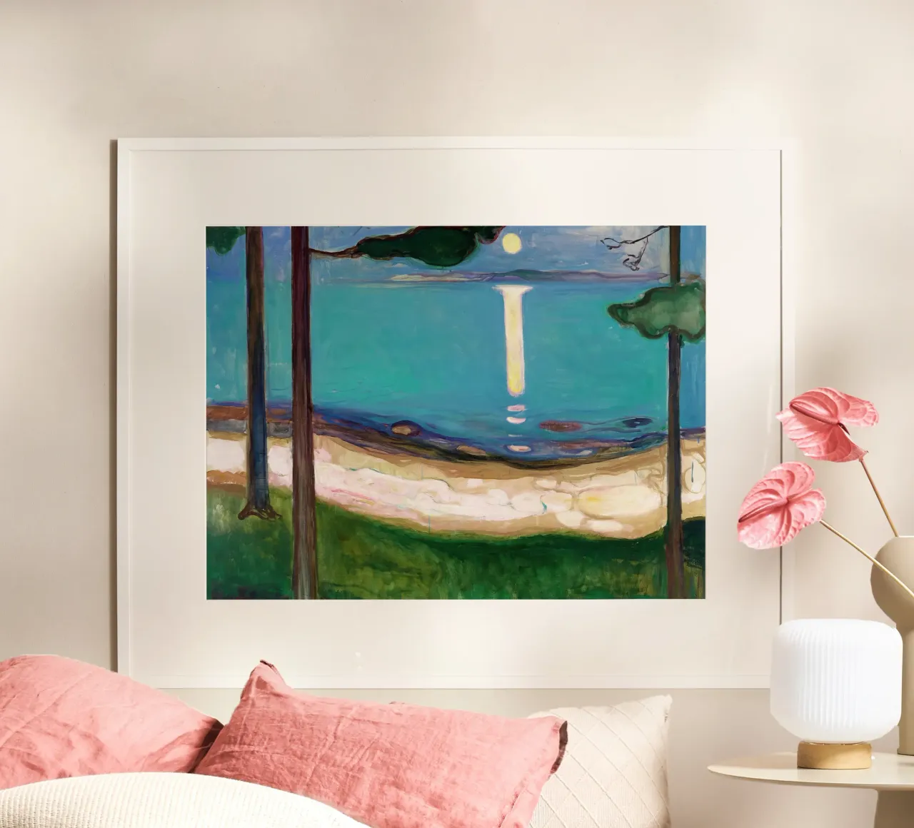 Chiaro di luna di Edvard Munch poster con telaio in legno da Slowlylow