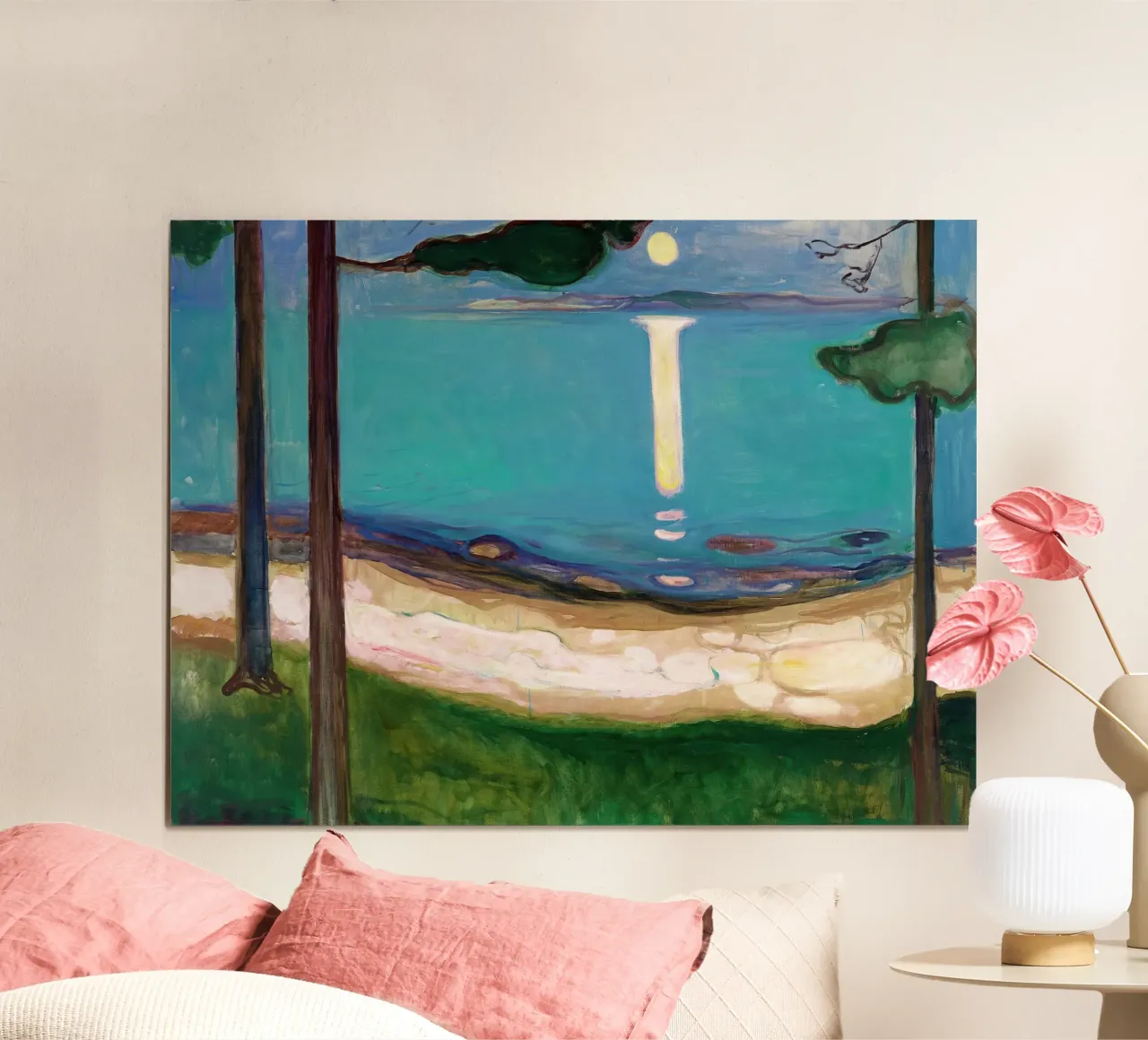 Chiaro di luna di Edvard Munch poster con telaio in legno da Slowlylow