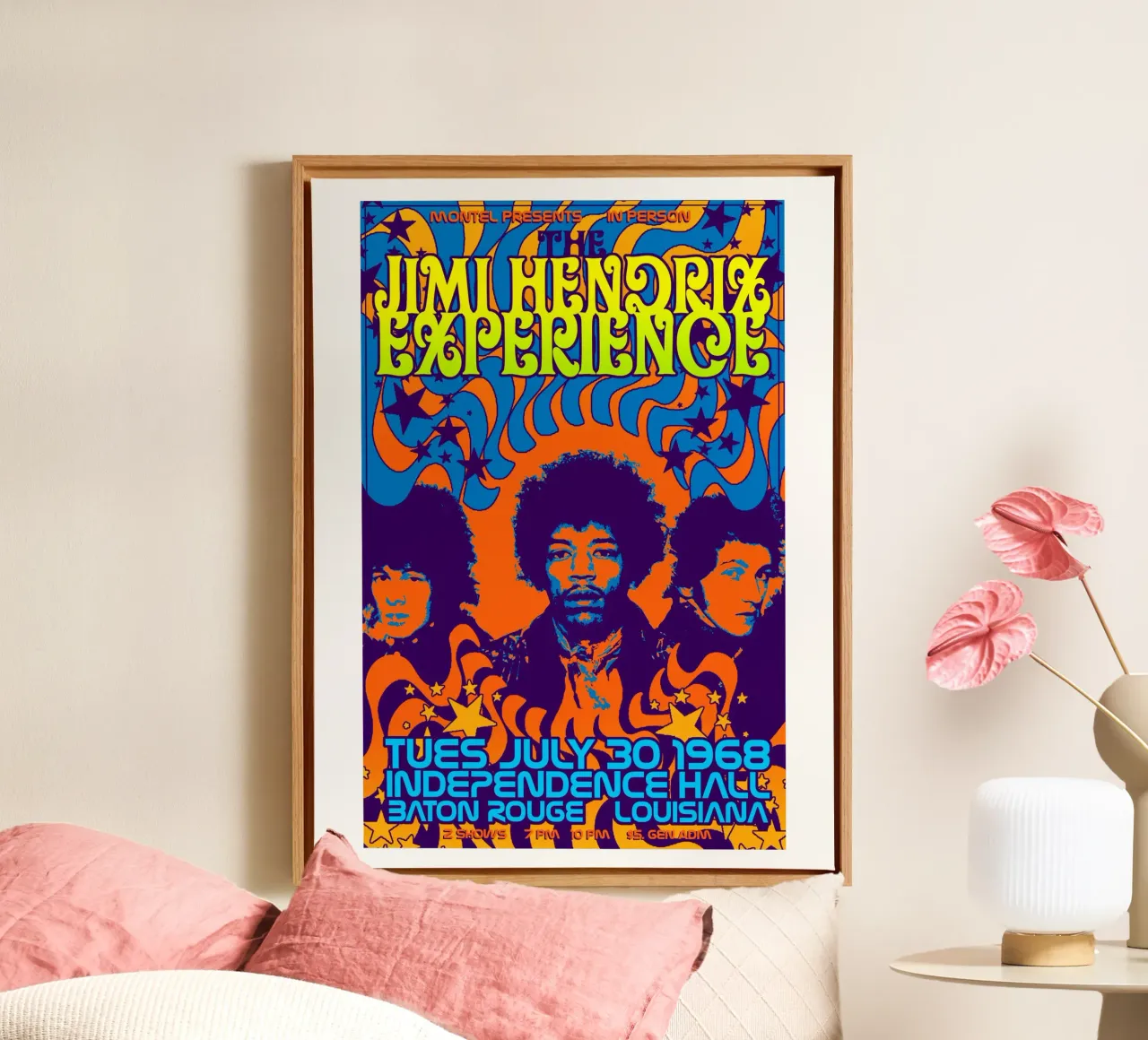 Jimi Hendrix Experience tela con Cornice a cassetta da leguesdreams