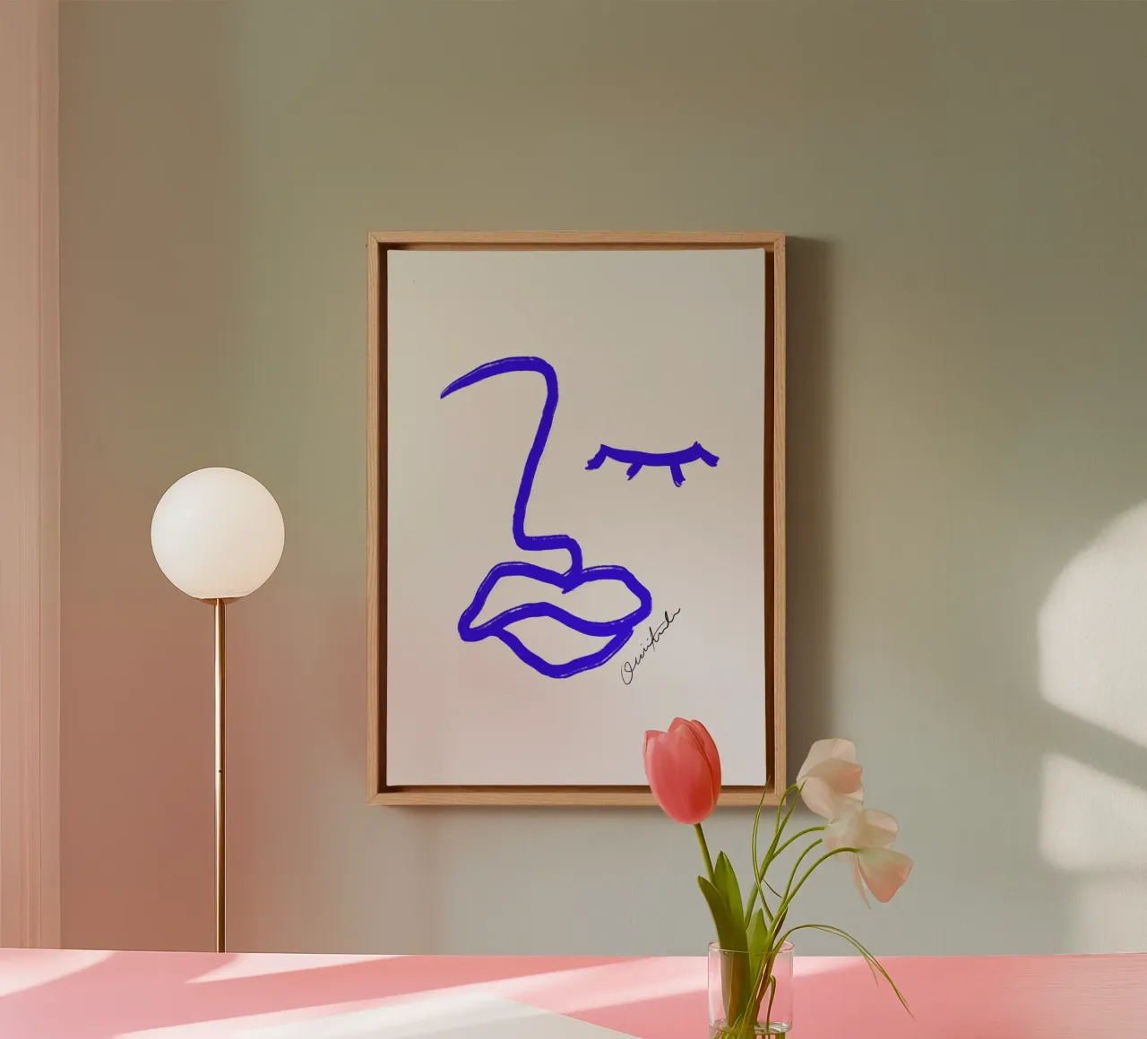 Abstract gezicht canvas met Baklijst van Athene Fritsch