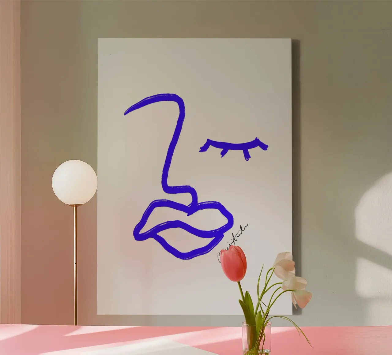 Abstract gezicht canvas met Baklijst van Athene Fritsch