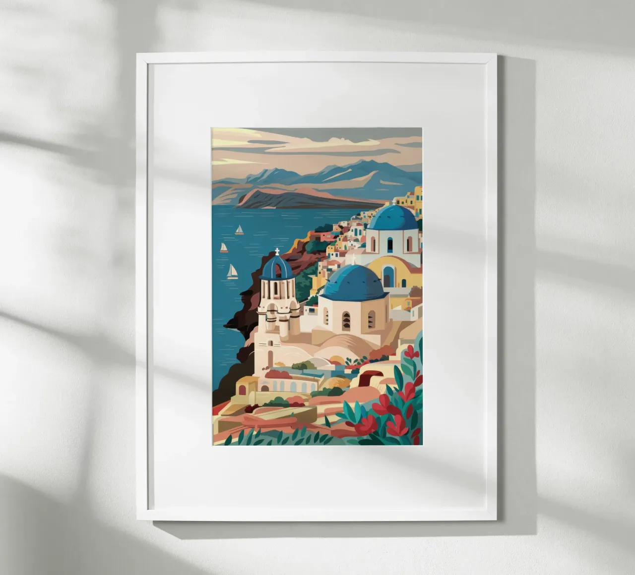 Sogni del Villaggio Egeo poster con telaio in alluminio da Sure Paint