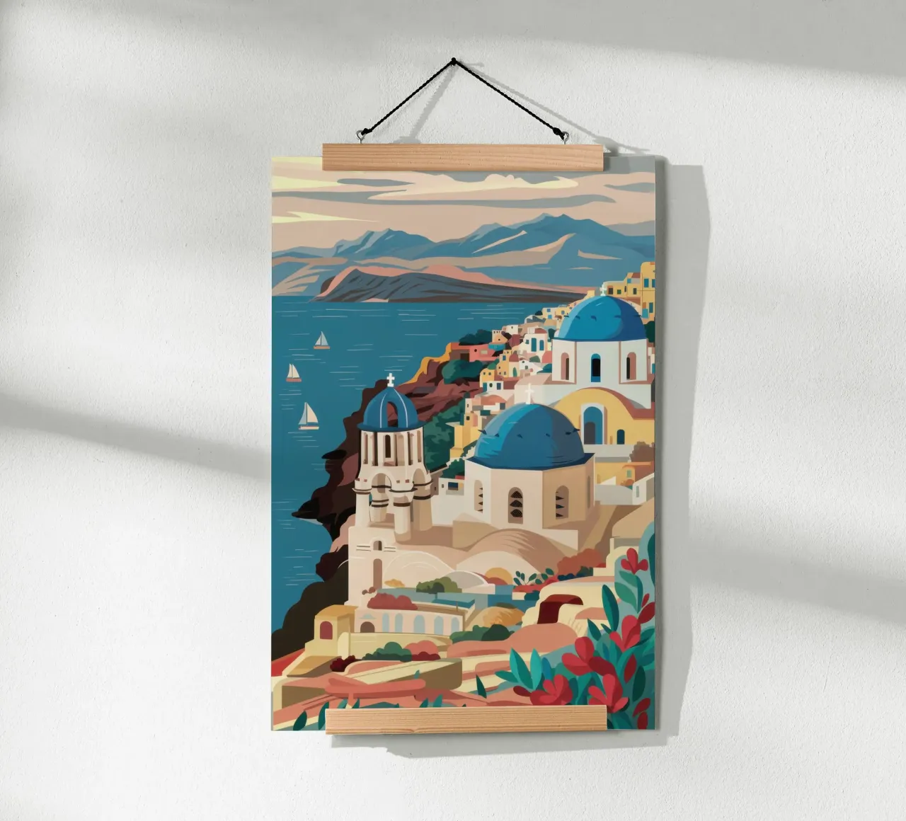 Sogni del Villaggio Egeo poster con telaio in alluminio da Sure Paint