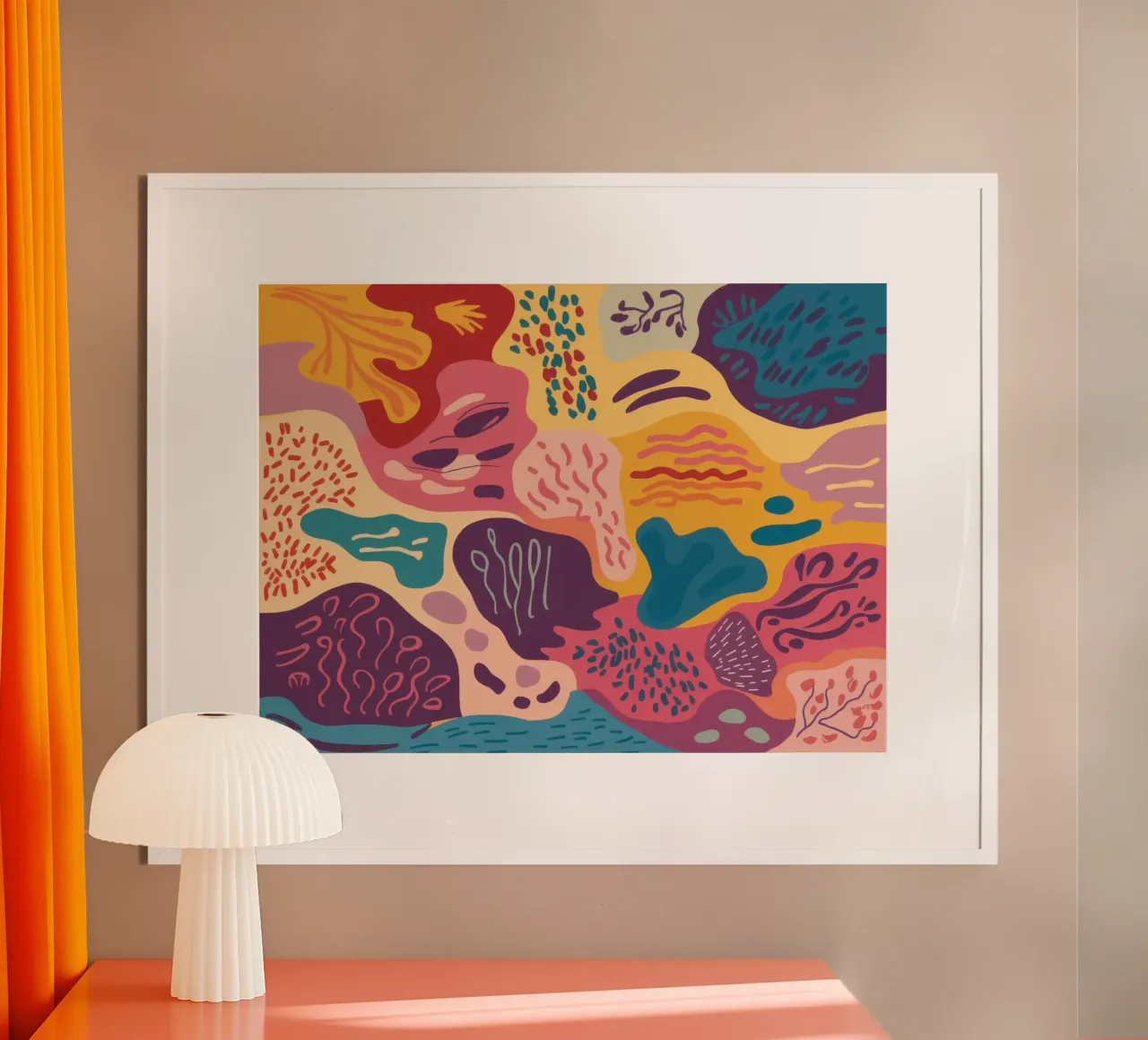 Danza astratta del corallo poster da Sure Paint