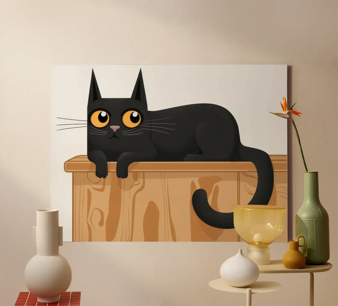 Enigmatic Feline Gaze canvas with Floater frame by Sure Paint