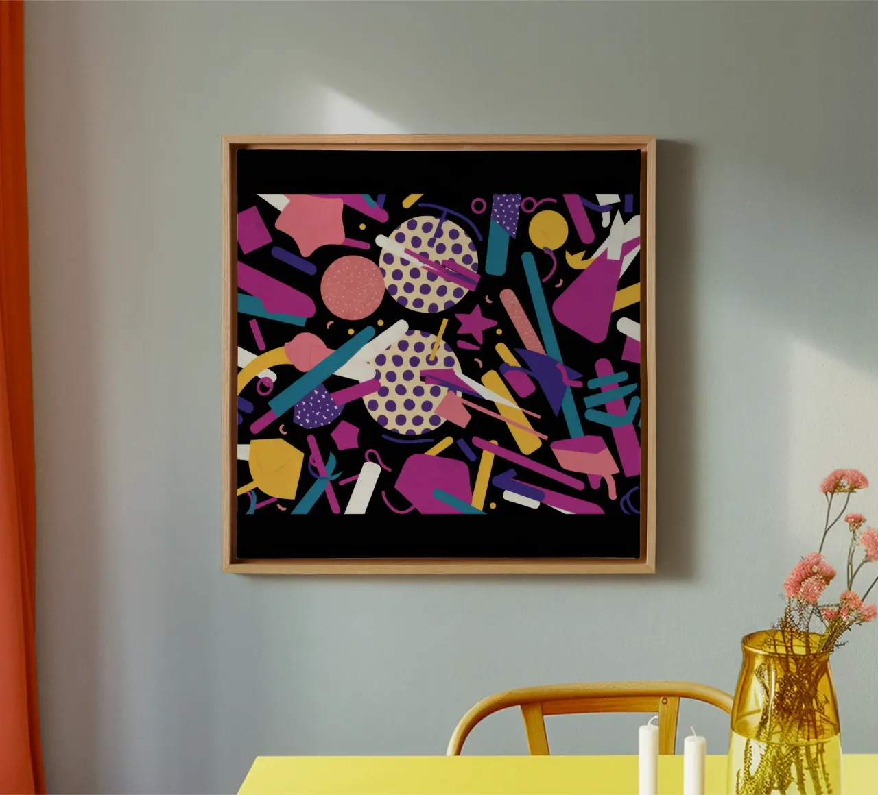 Cosmic Memphis Rhythm canvas with Floater frame by Sure Paint