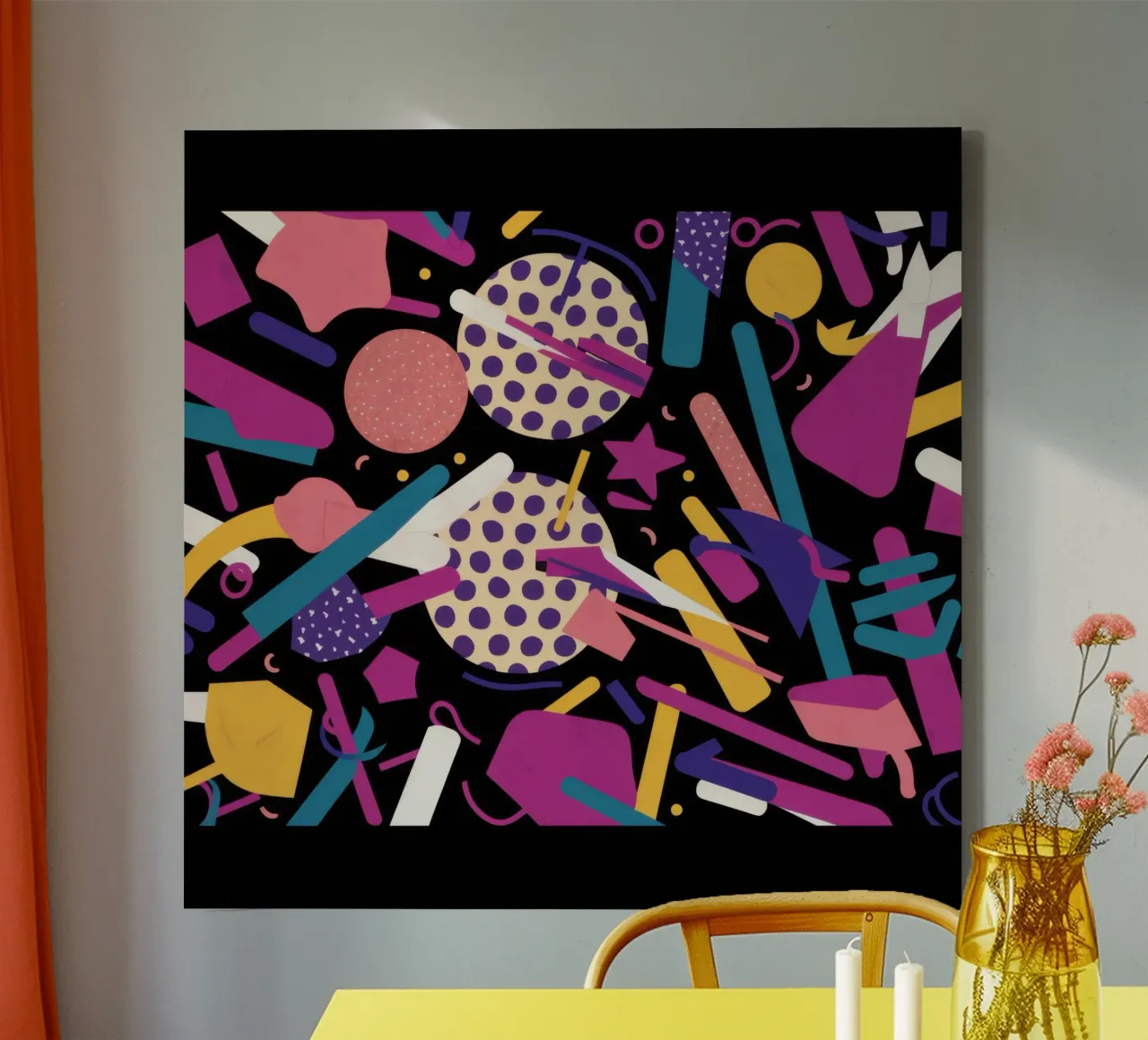 Cosmic Memphis Rhythm canvas with Floater frame by Sure Paint