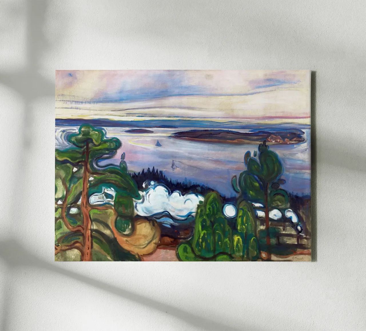 Fumo di treno di Edvard Munch tela con Cornice a cassetta da Slowlylow