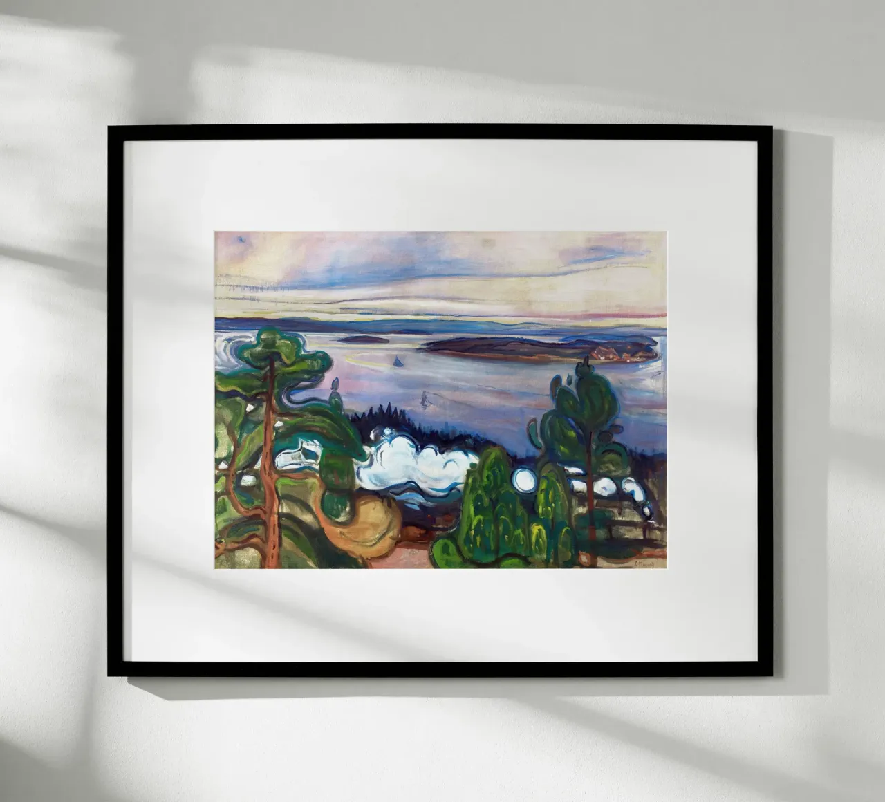 Fumo di treno di Edvard Munch poster con telaio in legno da Slowlylow