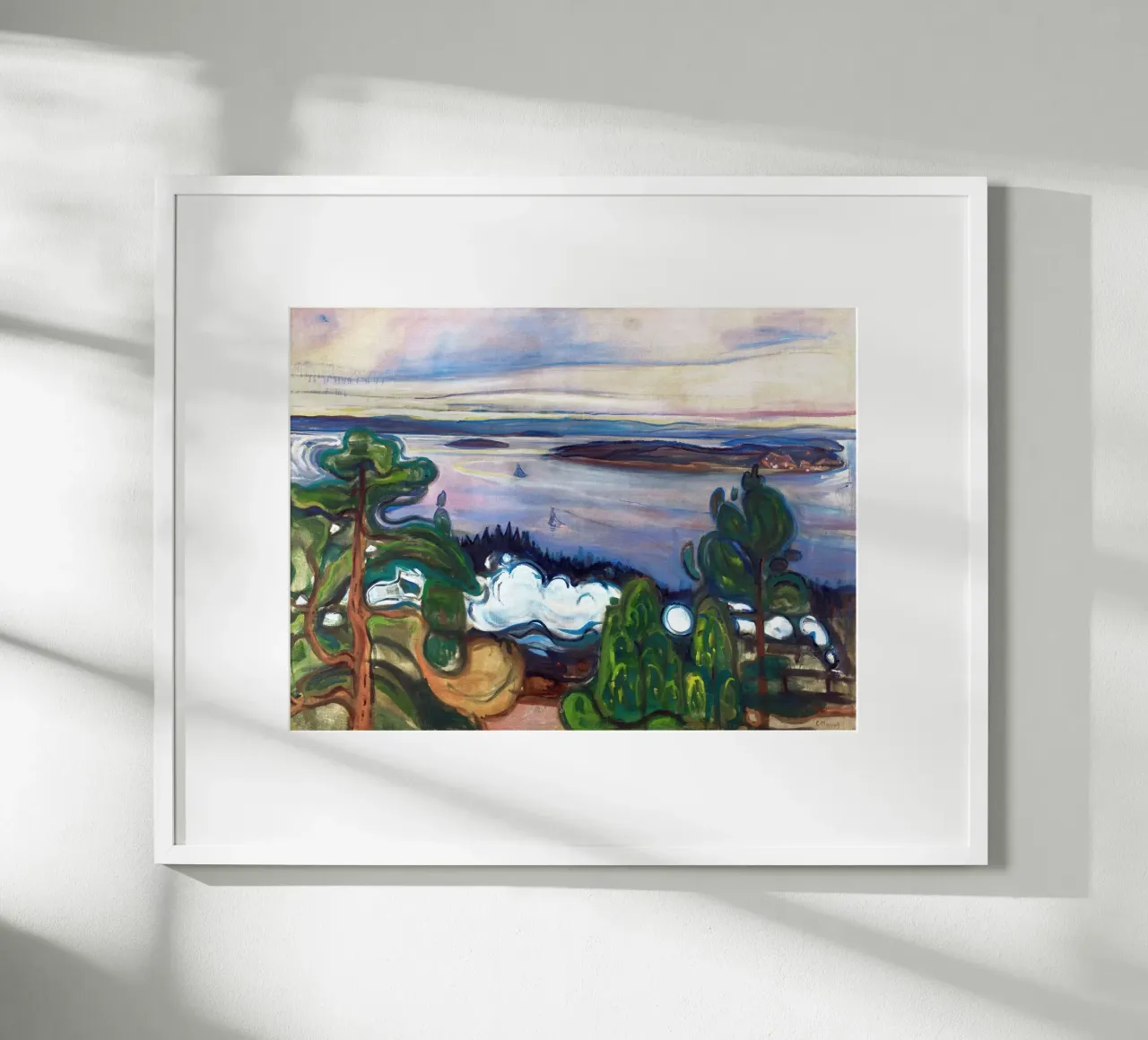 Fumo di treno di Edvard Munch poster con telaio in legno da Slowlylow