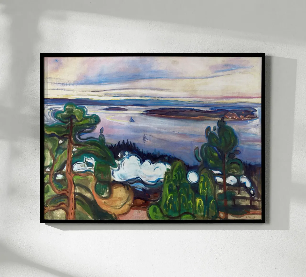 Fumo di treno di Edvard Munch poster con telaio in legno da Slowlylow
