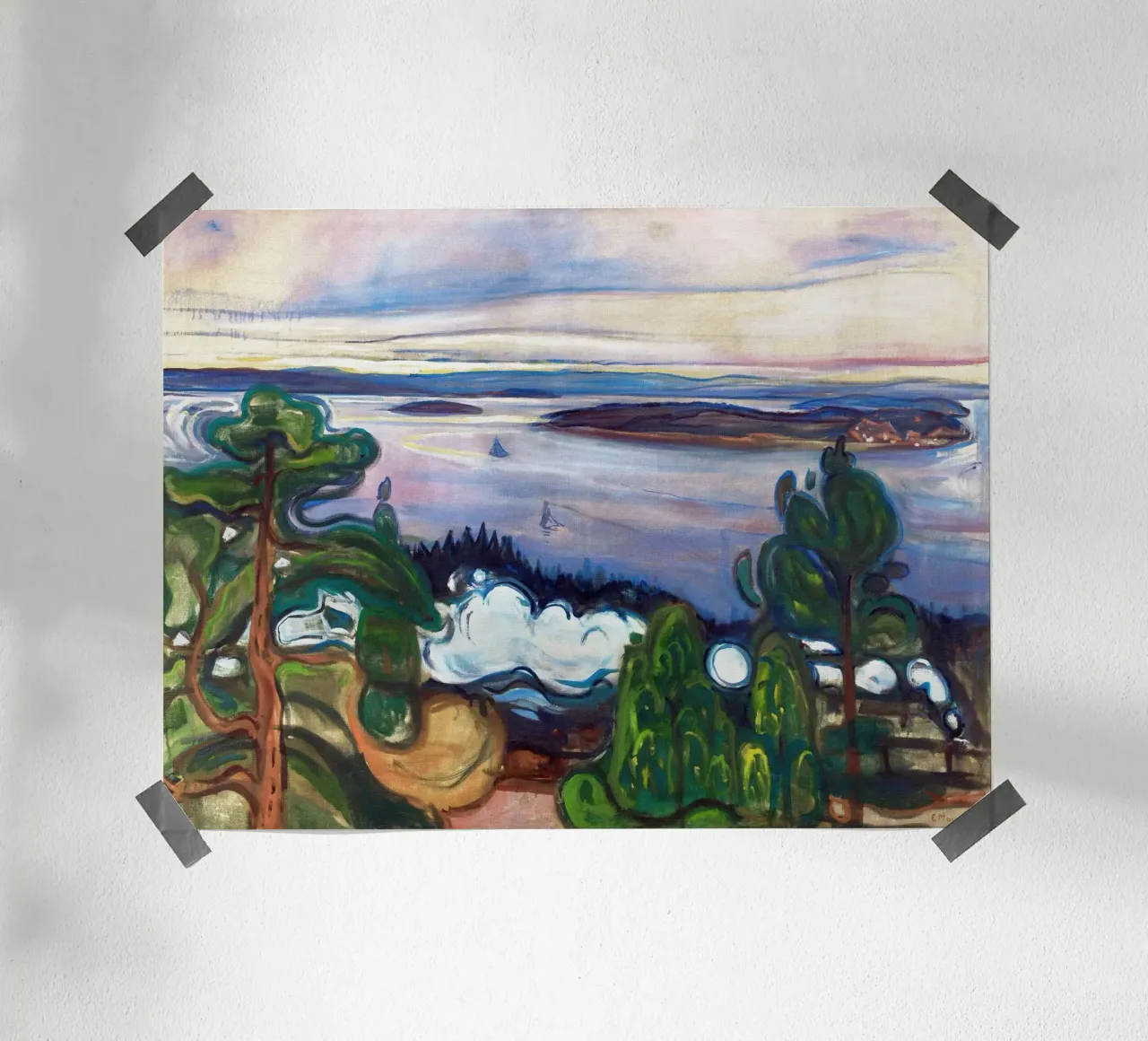 Fumo di treno di Edvard Munch poster con telaio in legno da Slowlylow