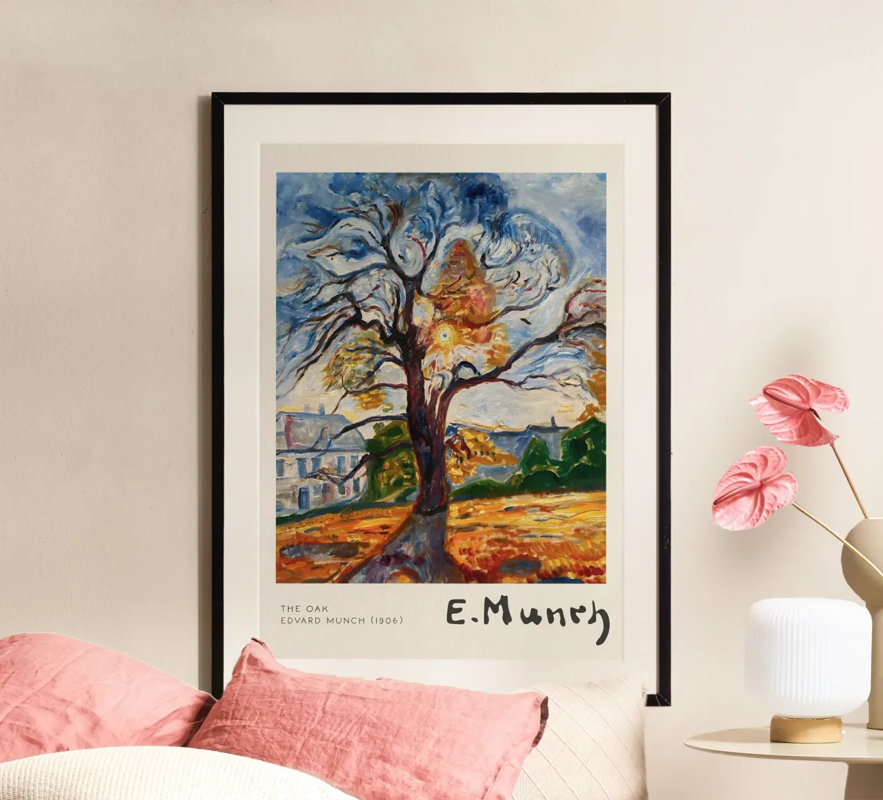 La quercia di Edvard Munch poster con telaio in legno da Slowlylow