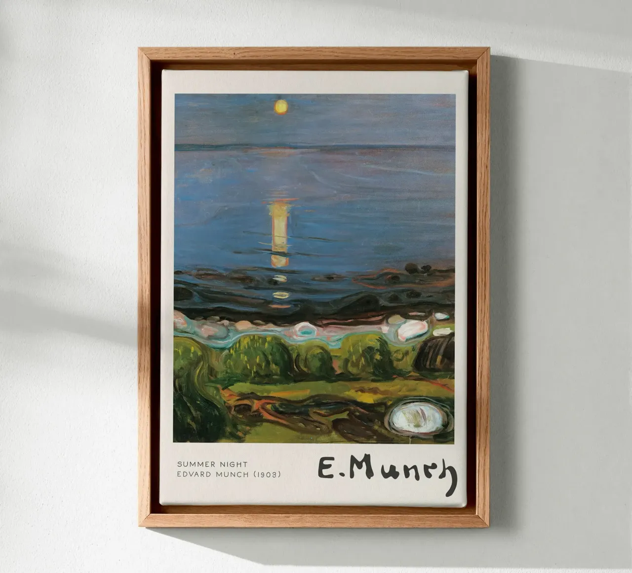 Zomernacht van Edvard Munch canvas met Baklijst van Slowlylow