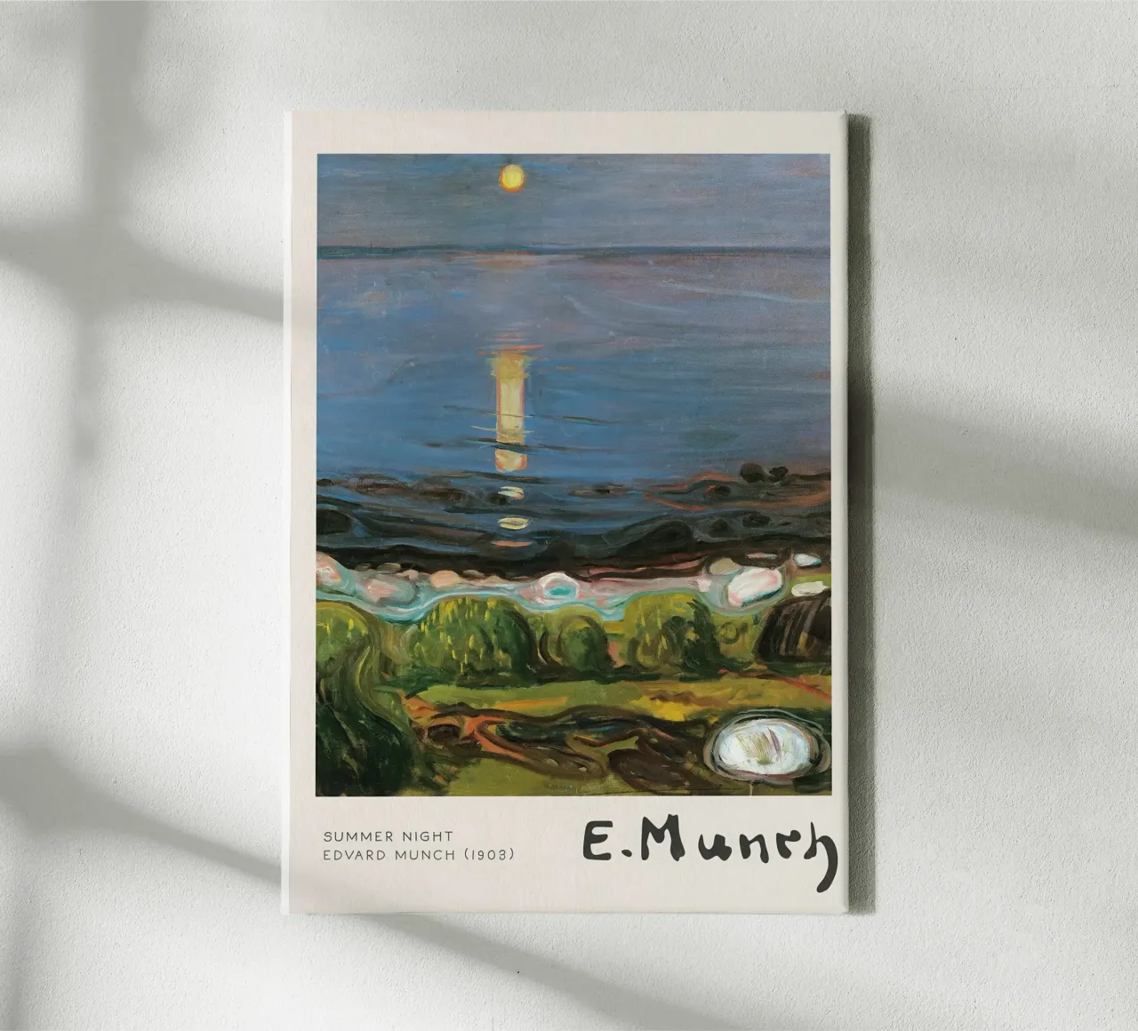 Zomernacht van Edvard Munch canvas met Baklijst van Slowlylow