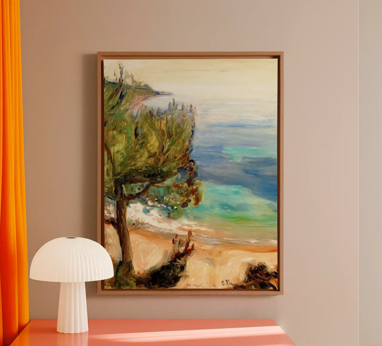 Paesaggio vicino a Nizza di Edvard Munch tela con Cornice a cassetta da Slowlylow
