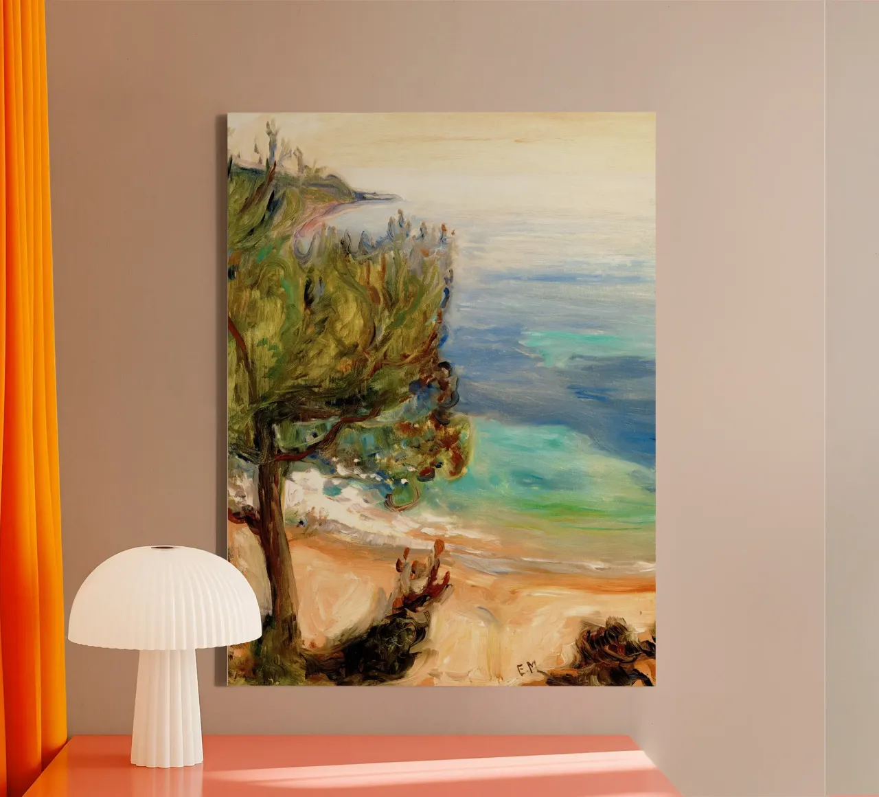 Paesaggio vicino a Nizza di Edvard Munch tela con Cornice a cassetta da Slowlylow