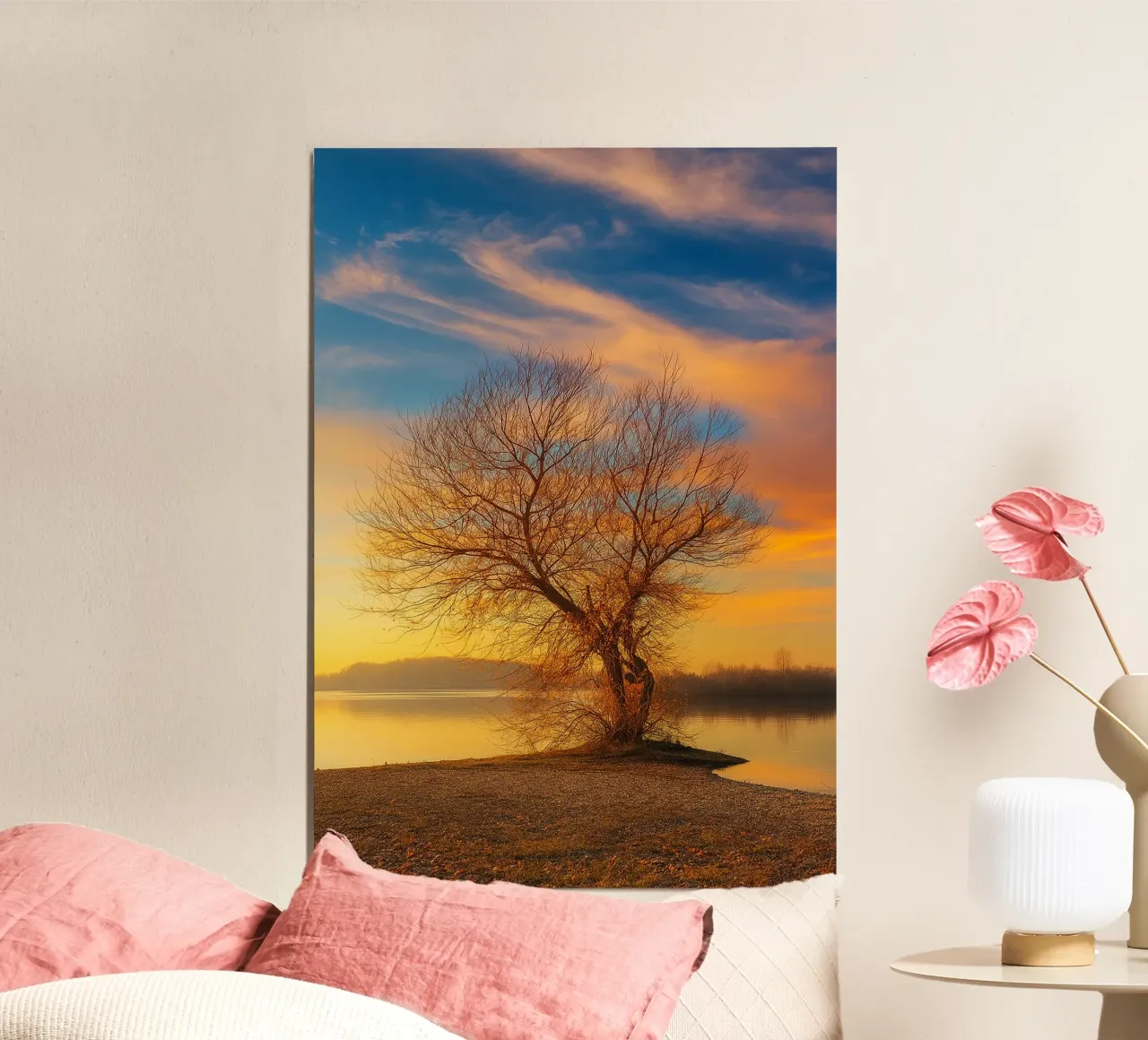 dry trees on the edge of the lake nature panorama poster by chinerei