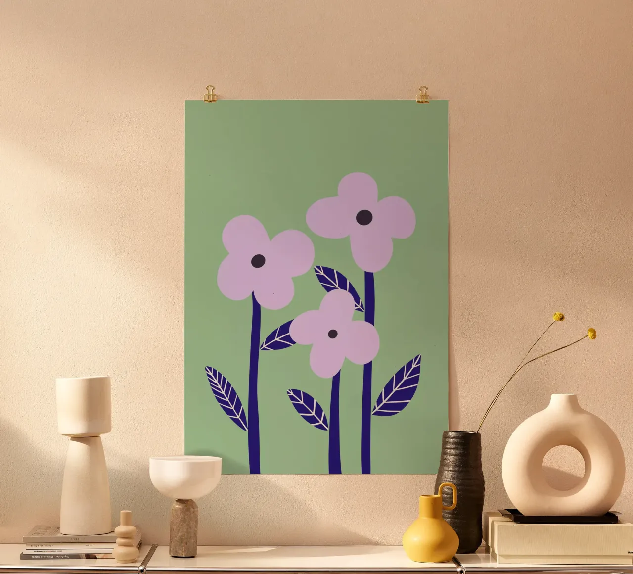 Fiori di lillà poster con telaio in legno da Athene Fritsch