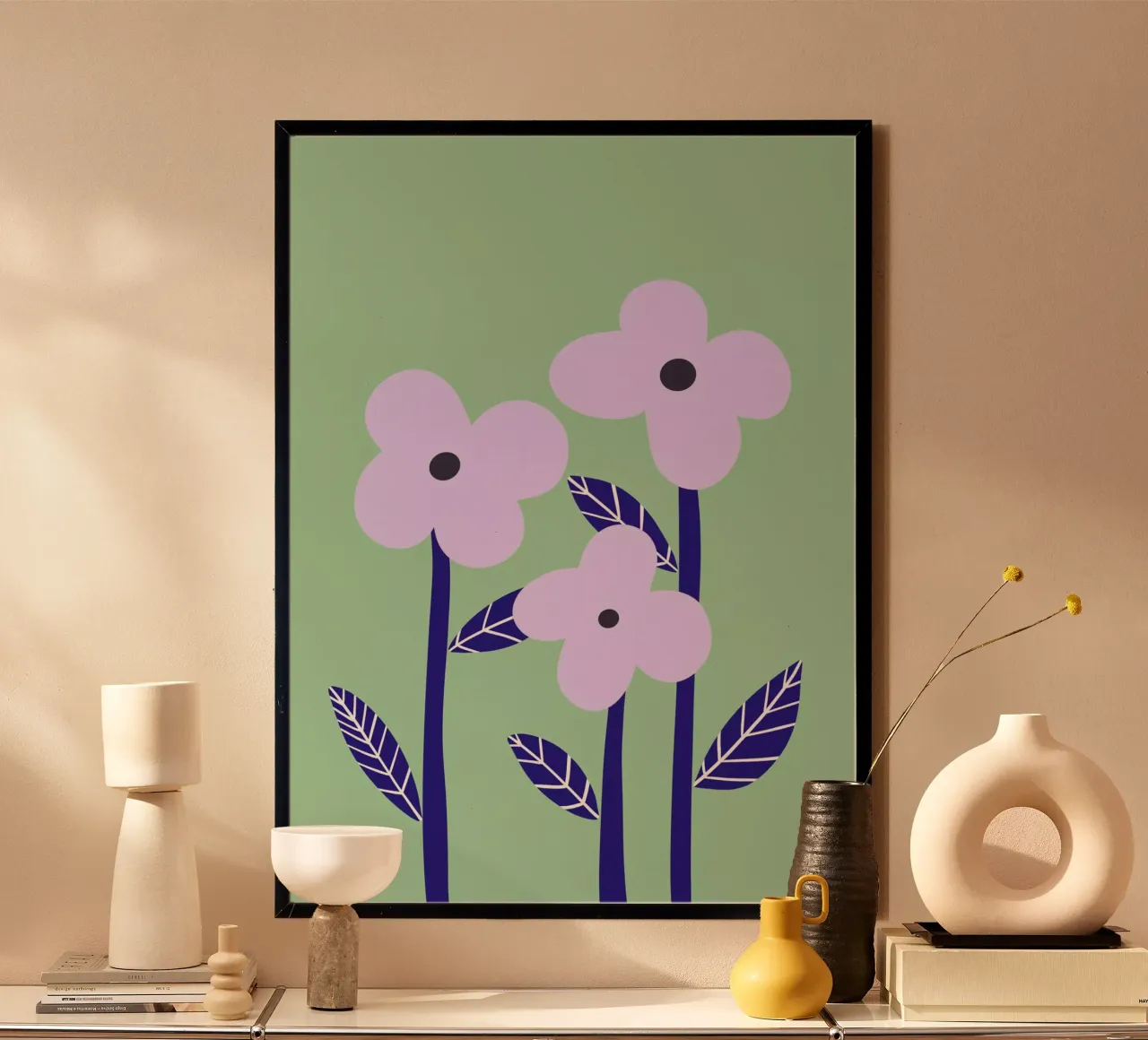 Fiori di lillà poster con telaio in legno da Athene Fritsch