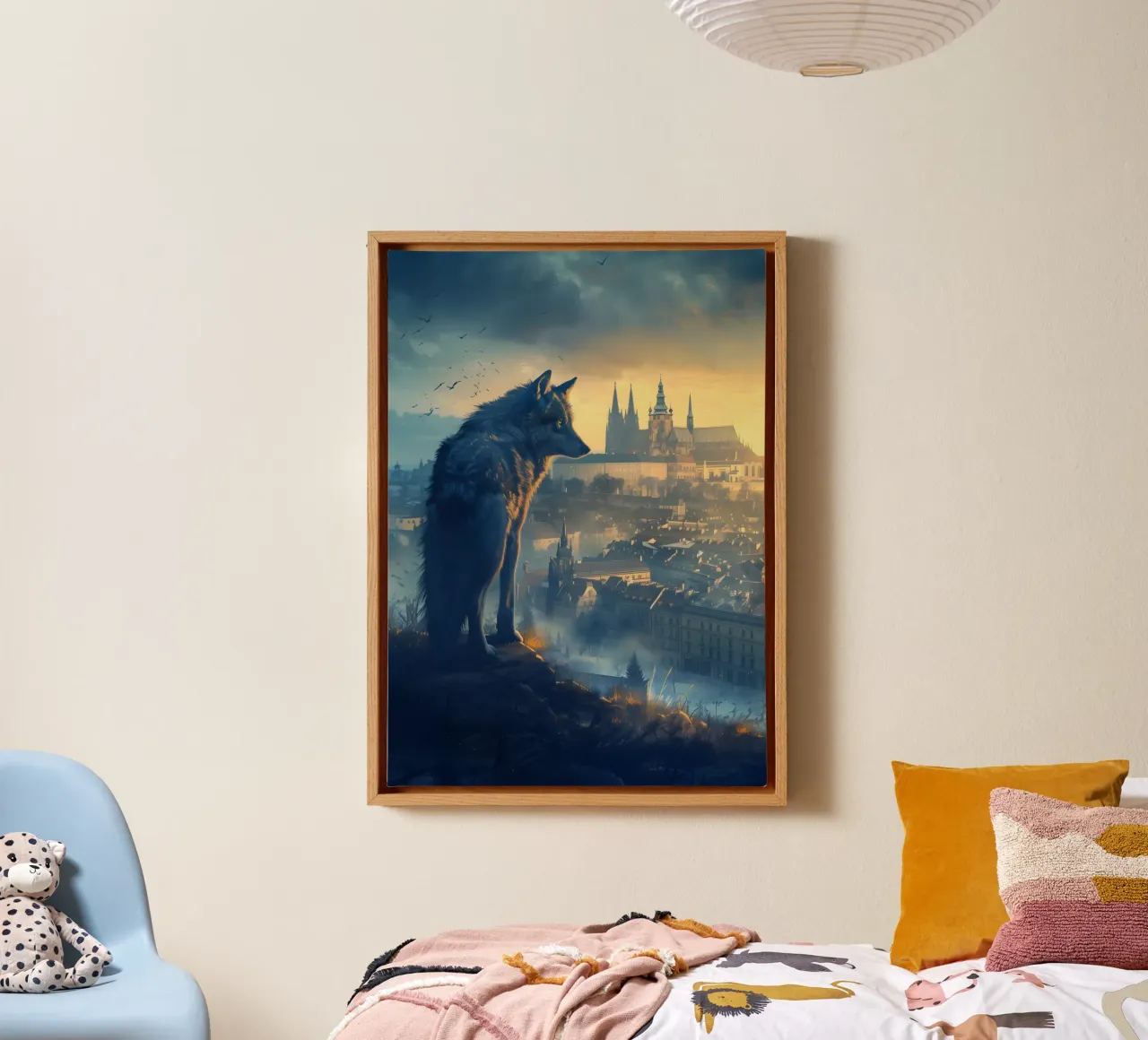 Lupo di Praga arte mistica e fantasy tela con Cornice a cassetta da WILD ART