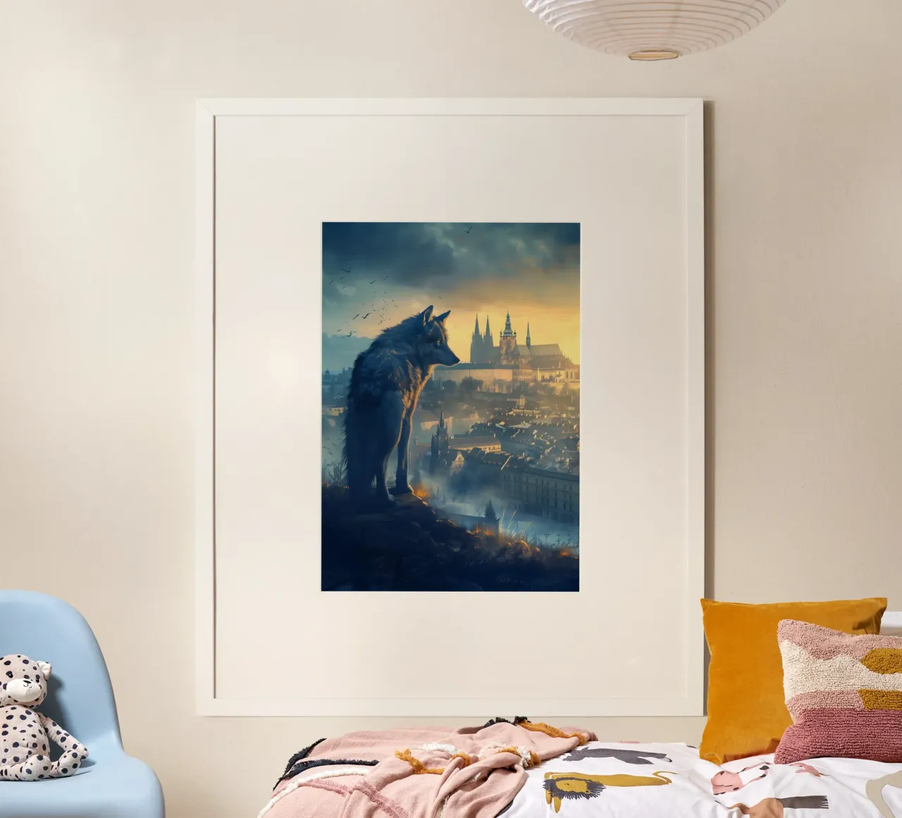 Lupo di Praga arte mistica e fantasy poster con telaio in alluminio da WILD ART