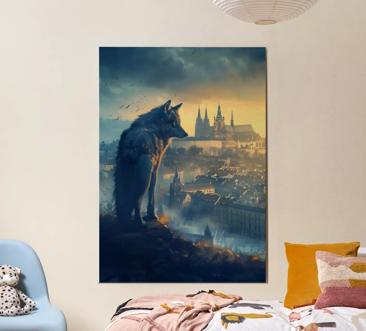 Lupo di Praga arte mistica e fantasy poster con telaio in alluminio da WILD ART