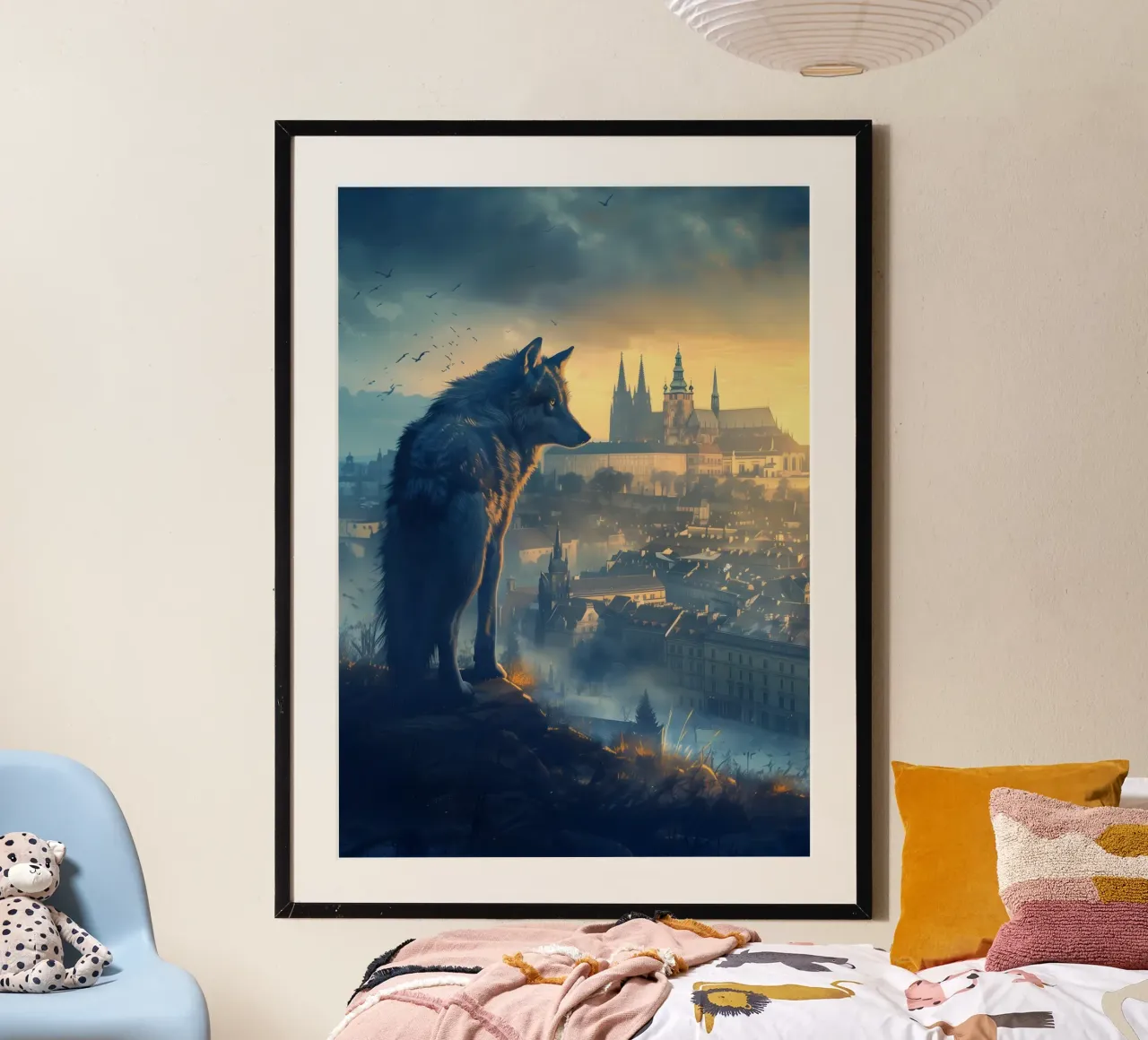 Lupo di Praga arte mistica e fantasy poster con telaio in alluminio da WILD ART