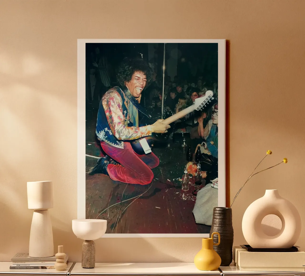 Ritratto d'epoca del concerto di Jimi Hendrix tela con Cornice a cassetta da leguesdreams