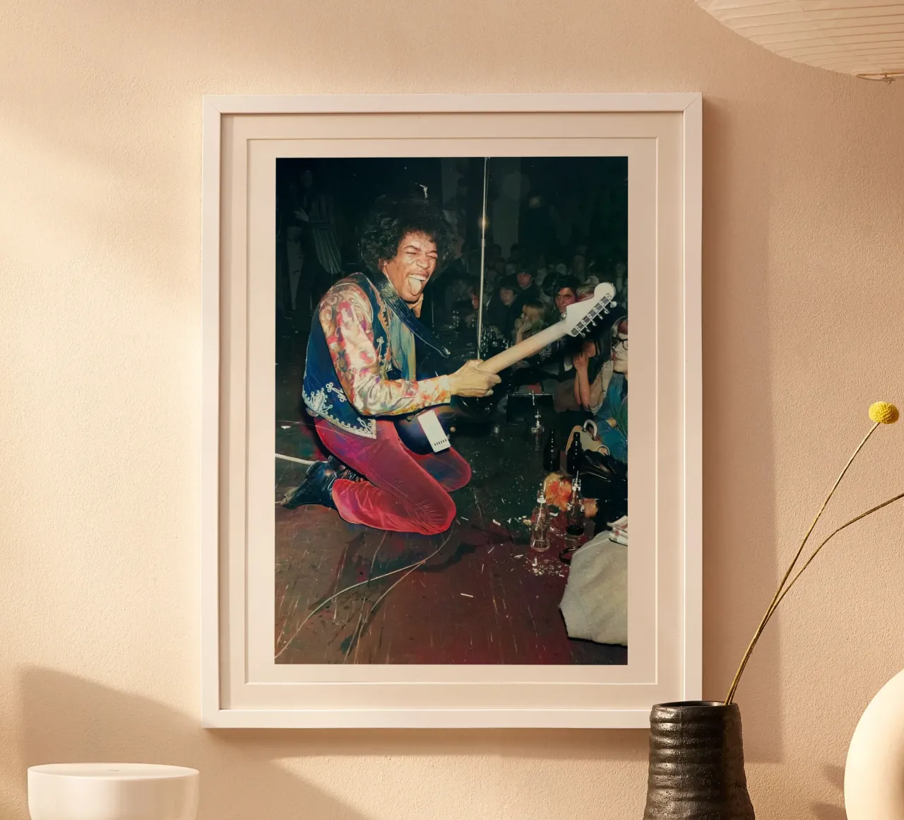 Ritratto d'epoca del concerto di Jimi Hendrix poster con telaio in legno da leguesdreams