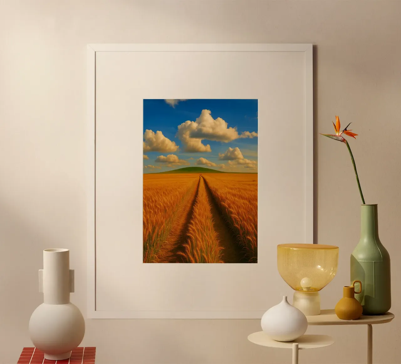 panorama della natura delle praterie poster con telaio in alluminio da chinerei