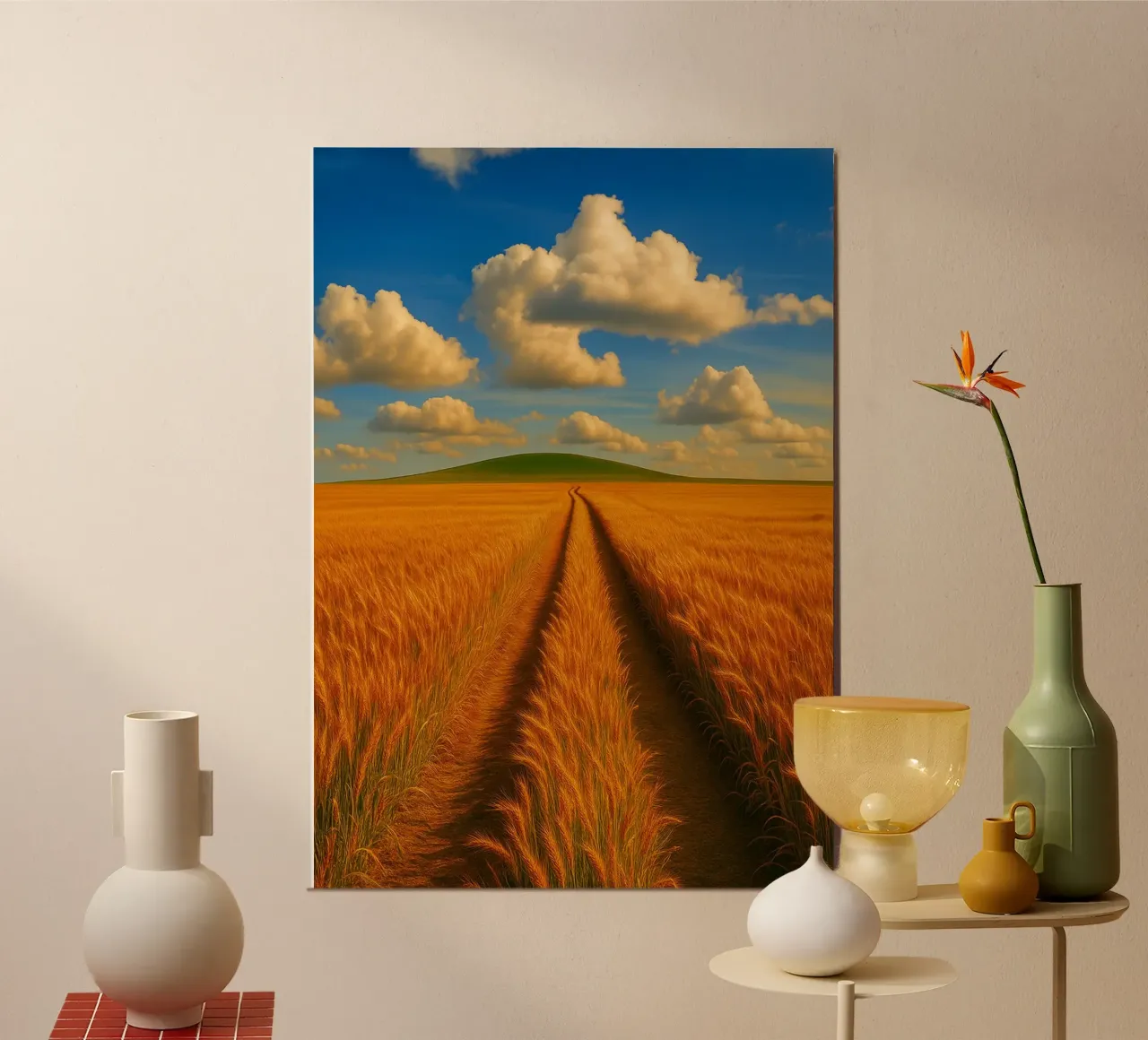 panorama della natura delle praterie poster con telaio in alluminio da chinerei