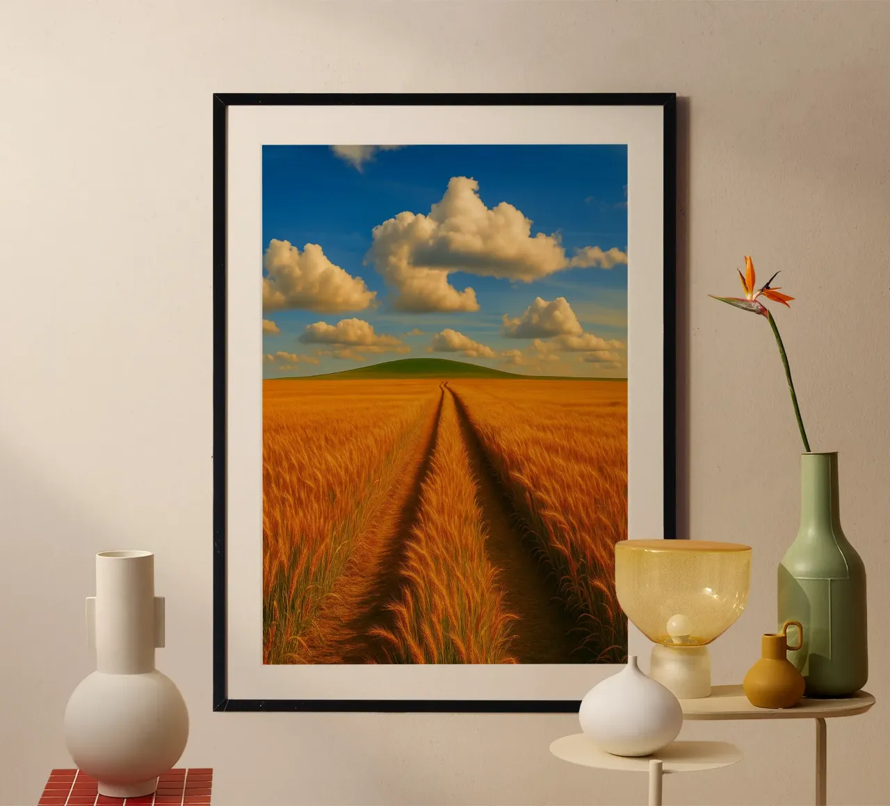 panorama della natura delle praterie poster con telaio in alluminio da chinerei