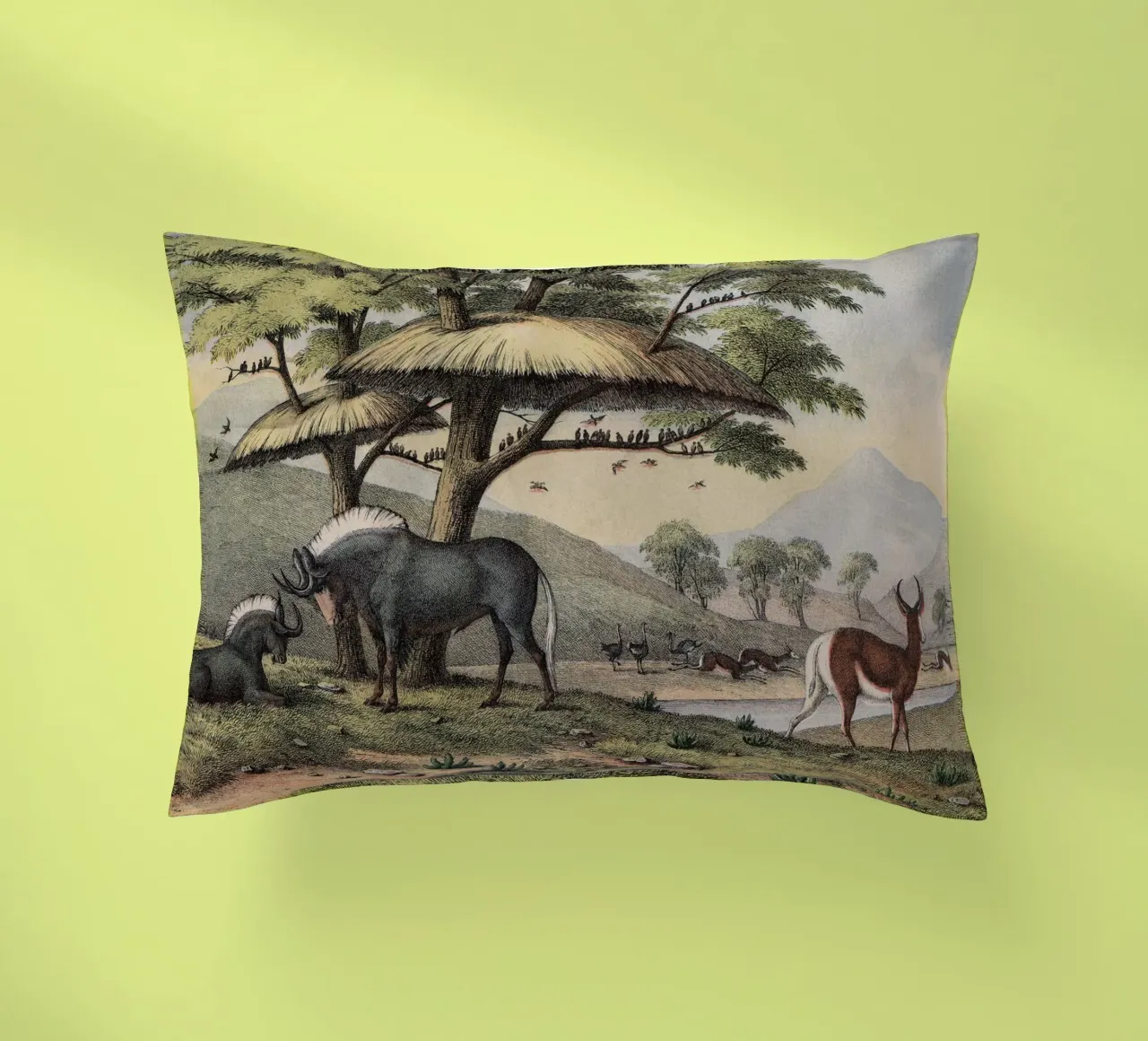 Vintage Kolb 10 Tafel 38 Gnu cuscino da Vintage Print Collection