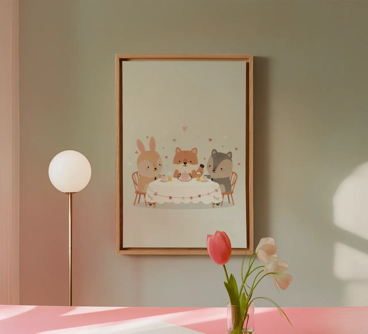 Leuke dieren theekransje canvas met Baklijst van DesignDoodle
