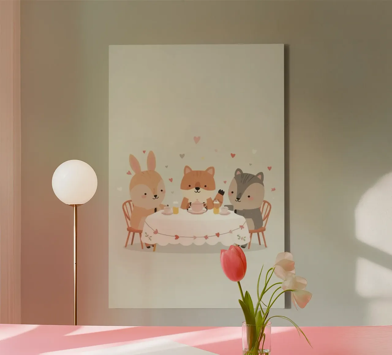 Leuke dieren theekransje canvas met Baklijst van DesignDoodle