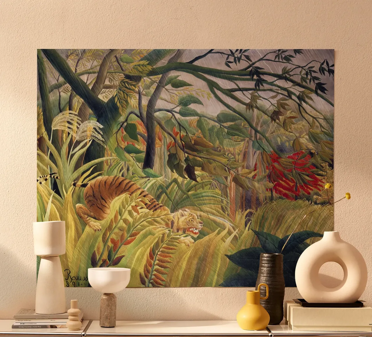 Tigre dans une tempête tropicale (1891) - Henri Rousseau poster de Classic Art Prints