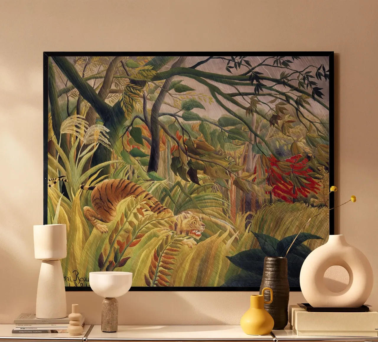 Tigre dans une tempête tropicale (1891) - Henri Rousseau poster de Classic Art Prints