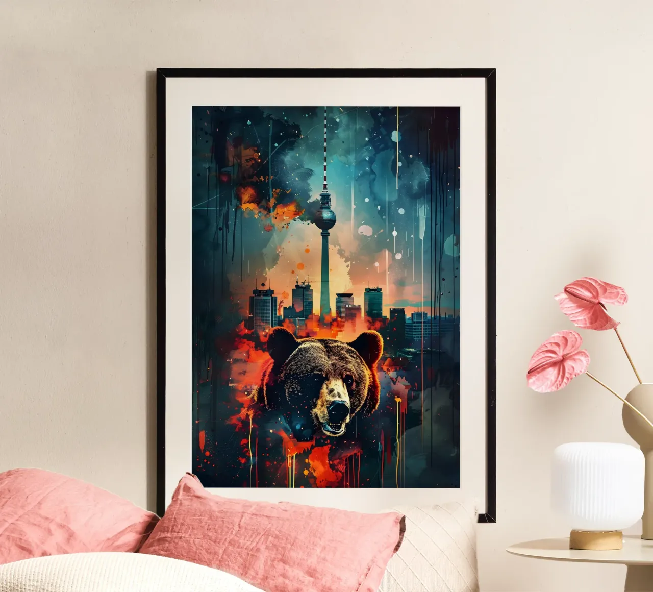 Orso di Berlino torre televisiva arte mistica e fantasy poster con telaio in alluminio da WILD ART