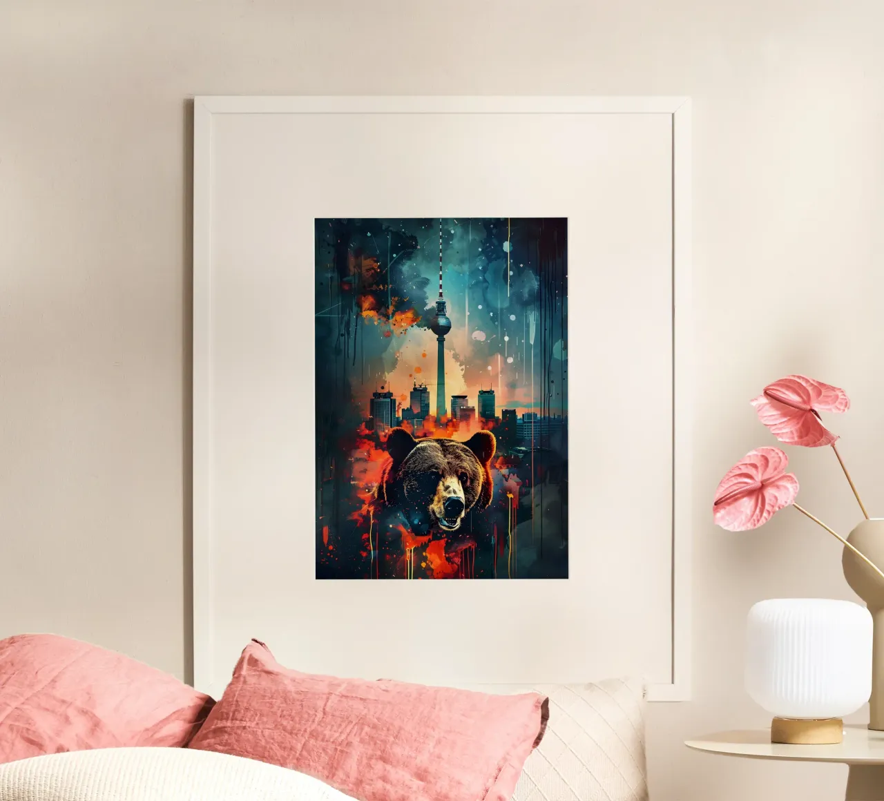 Orso di Berlino torre televisiva arte mistica e fantasy poster con telaio in alluminio da WILD ART