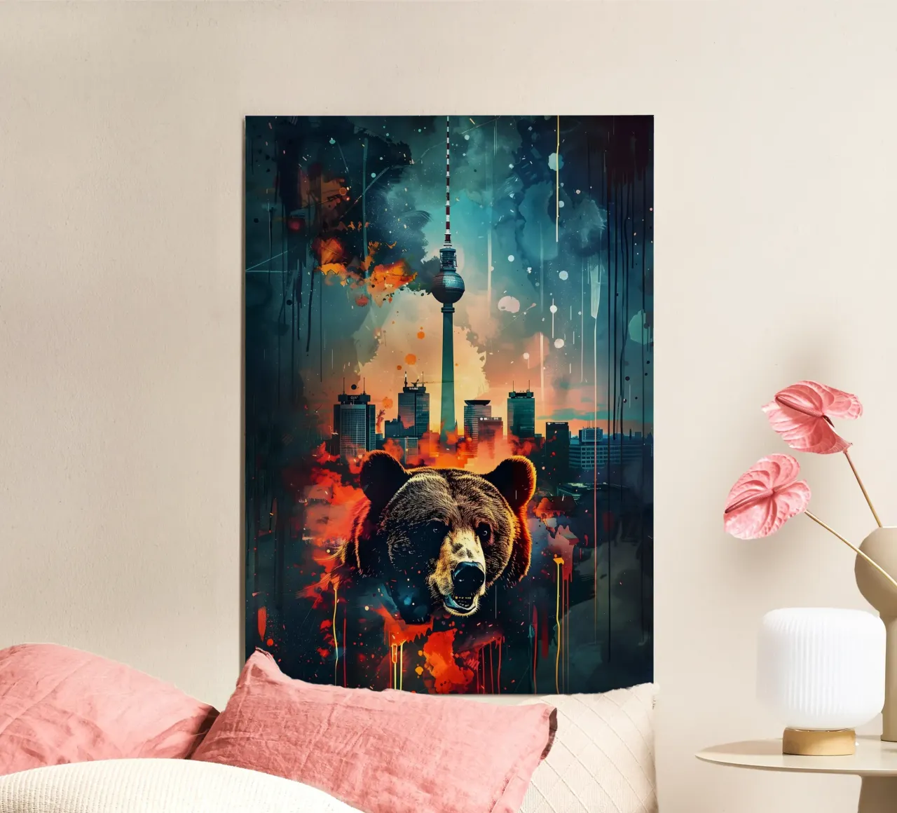 Orso di Berlino torre televisiva arte mistica e fantasy poster con telaio in alluminio da WILD ART